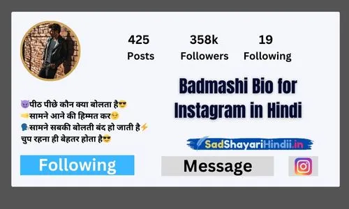 Badmashi Bio for Instagram in Hindi