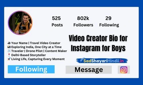 Video Creator Bio for Instagram for Boys