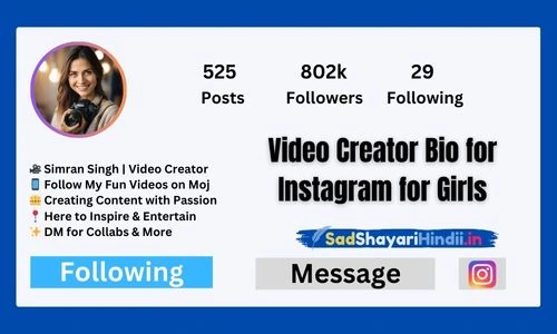 Video Creator Bio for Instagram for Girls